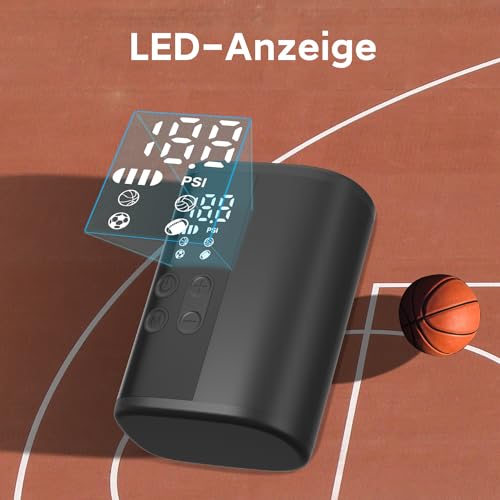 Image of Woowind Ball Pump Electric Basketball Pump with Pressure Gauge LED Lighting and Power Bank, Automatic Portable Ball Inflator with Ball Needle for Football,Soccer,Sports Balls