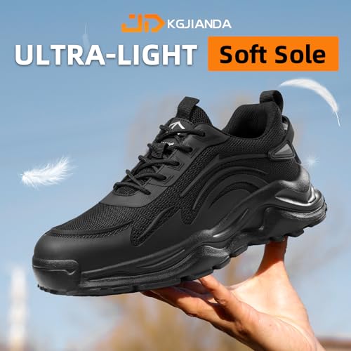 Image of Steel Toe Shoes for Men, Lightweight Safety Work Shoes, Breathable Puncture-Resistant Work Shoes for Warehouse, Factory and Light Construction
