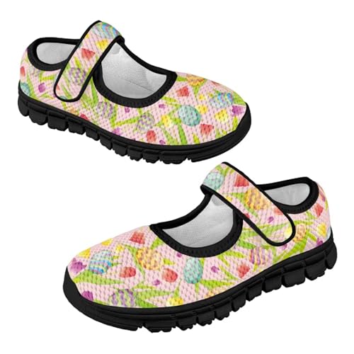 Girls Slip On Casual Shoes St. Patrick's Day Easter Shoes Comfort Non Slip Travel Walking Shoe Mesh Sneaker Black Sole US 11-153