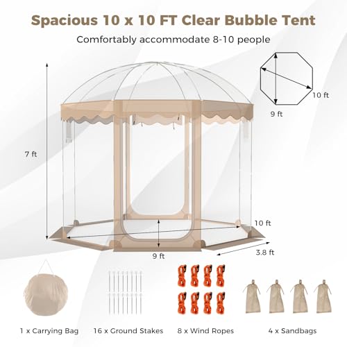 Tangkula 10x10FT Bubble Dome Tent