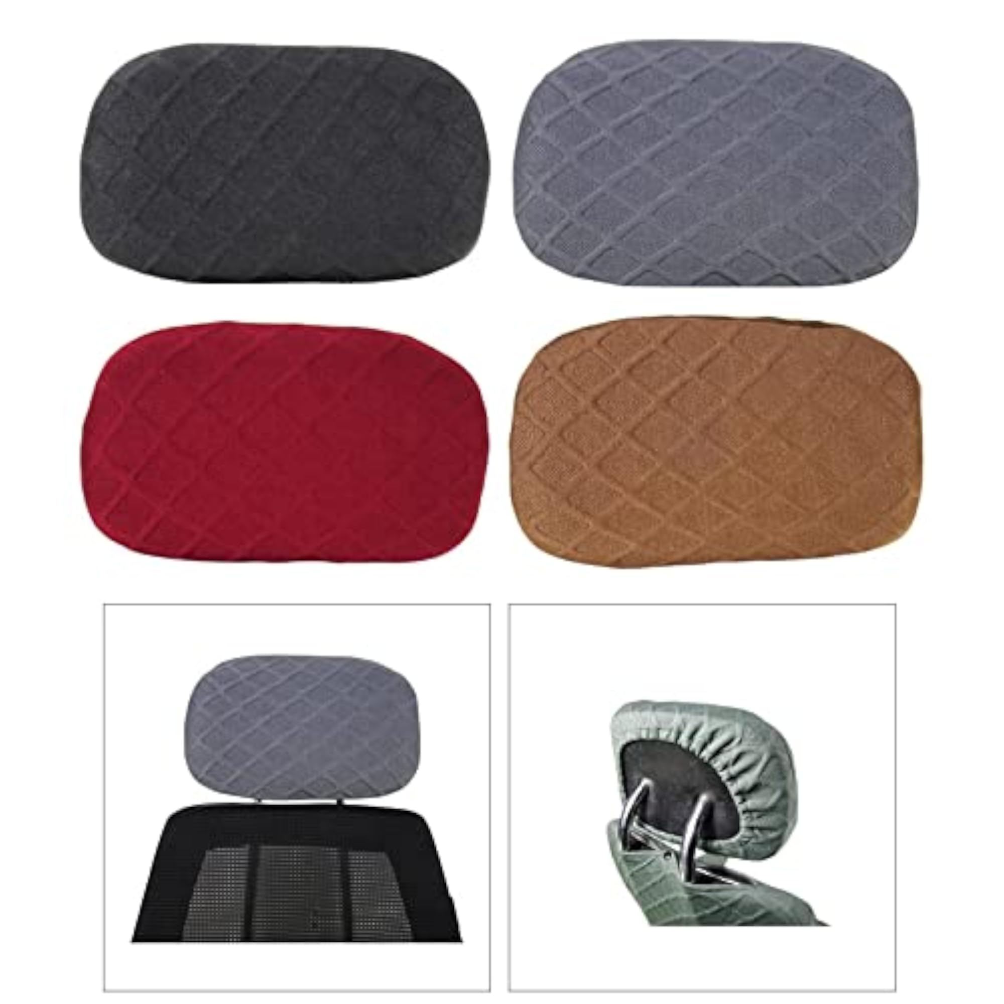 3x Polyester Office Chair Head Pillow Covers