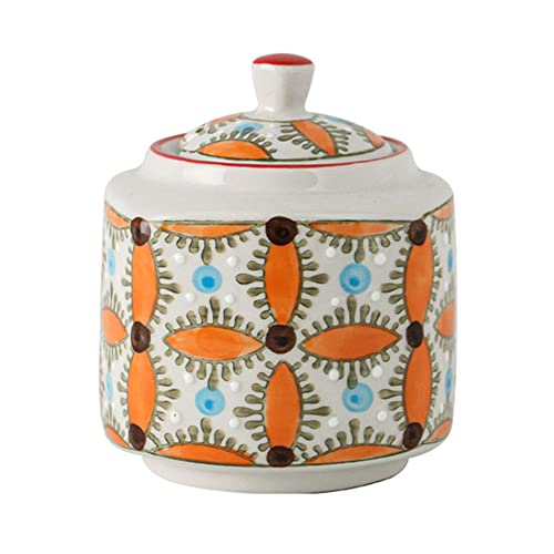 YDEWLY Porcelain Spice Jar,sugar pot,Creamer and Sugar Sets, Cream and Sugar Pot, Creamer Jug Sugar Jar, Coffee Serving Set, Cream Pitcher -Yellow-Milk Jug (Color : Orange, Size : Sugar Bowl)