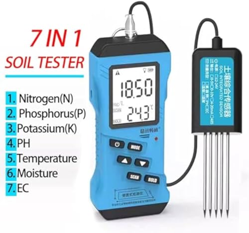 Tester gleby, 7 w 1 NPK, pH, miernik wilgotności, składników odżywczych i przewodności, precyzyjny cyfrowy tester żyzności gleby do ogrodów i pielęgnacji roślin