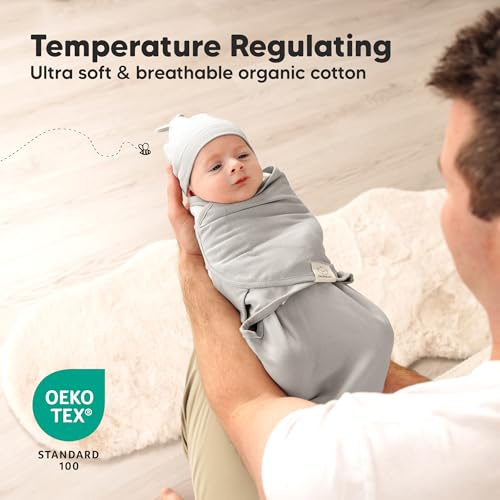 Image of 3pk Organic Swaddles for Newborns Girls, Boys & Hats (Sage, 0-3M) | Soft Cotton Baby Sleep Sacks 0-3 Months, Breathable Baby Hats and Swaddles 0-3 Months, Newborn Essentials Must Haves