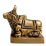 Brass Nandi Idol Shiv Parvati Vahan Bull Embossed Statue for Temple Vastu 1.5