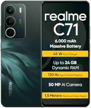 realme C71 Smartphone 6+128GB, 6000mAh Battery, 45W Fast Charge