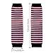 Tongcloud Womens Striped Knee High Arm Warmer Fingerless Gloves (Black and Pink, 14inches)