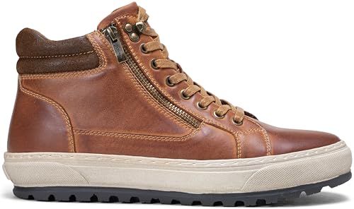 Image of Jousen Mens Casual Shoes Premium Leather Side Zipper High Top Boots Fashion Sneakers for Men