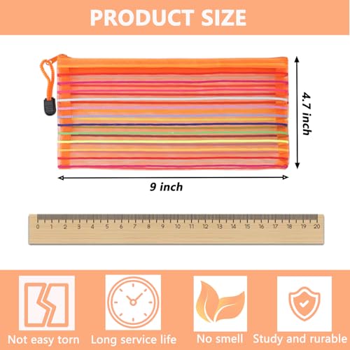 Image of 20 Pack 10 Colors Pencil Pouch Bulk Mesh Zipper Pouch Bags, Small Storage Bag, Multipurpose Pencil Case for School and Office Supplies, Travel Accessories