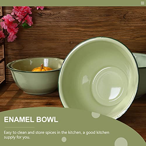 Healvian 2Pcs Tigela de Esmalte Tigela Espessada Tigelas de Cereal Tigelas de de Retro Bacias de de