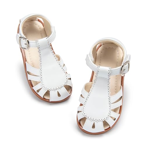 Image of ESTINE Toddler Girls Little Kids Close Toe Sandals - Flower Girl Dress Flats Summer Shoes