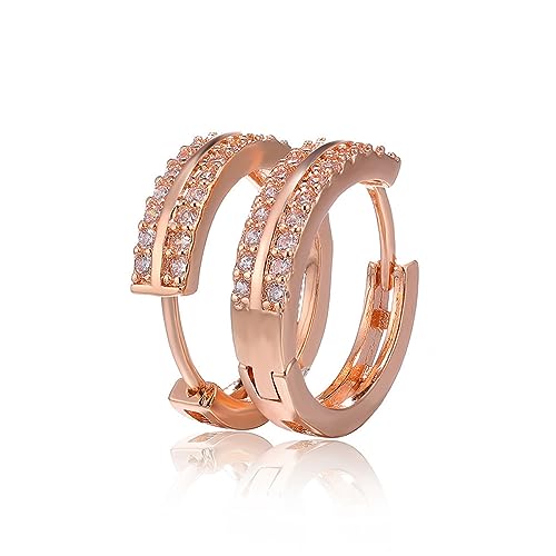 Boucle d'oreille double rangée micro incrustée pour un clip minimaliste - 2