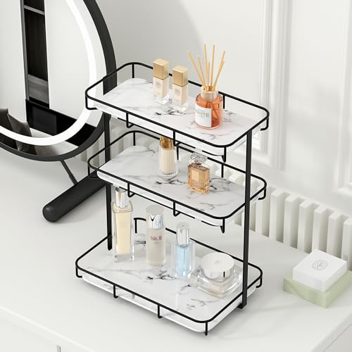 Bathroom countertop organizer with ceramic trays