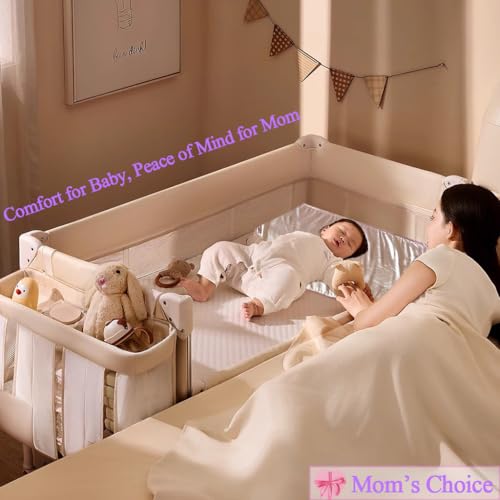Image of 2 Pcs Satin Bassinet Sheet Baby Hair Protect Soft Silk Feeling Sheet Baby Bassinet for Rectangle Cradle Pad Mattress Newborn Infant (Coffee+Pale Yellow)