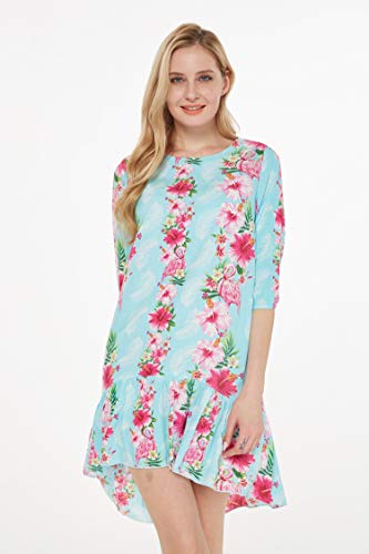 Image of Hawaii Hangover Family Matching Clothes, Pink Hibiscus Vine Turquoise | Family matching Hawaiian outfits, Pink Hibiscus Vine Turquoise, lightweight rayon, machine washable, tropical floral print
