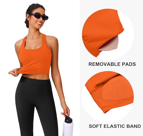Image of PINSPARK Sports Bra Longline Racerback Tank Tops for Women Padded Workout Yoga Top