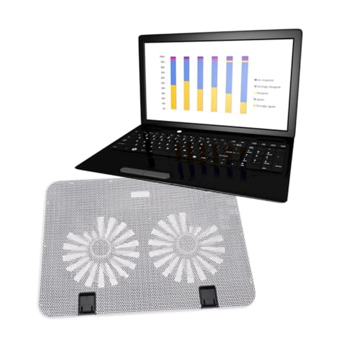Support ventilé laptop blanc avec ventilateur silencieux et dissipation thermique