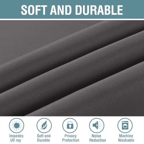 Image of Microfiber Blackout Grey Curtains for Patio Door Thermal Insulated Living Room Curtains 96 Inch Long, Room Darkening Noise Reducing Blackout Curtain for Bedroom /Living Room, Charcoal Gray (1 Panel)