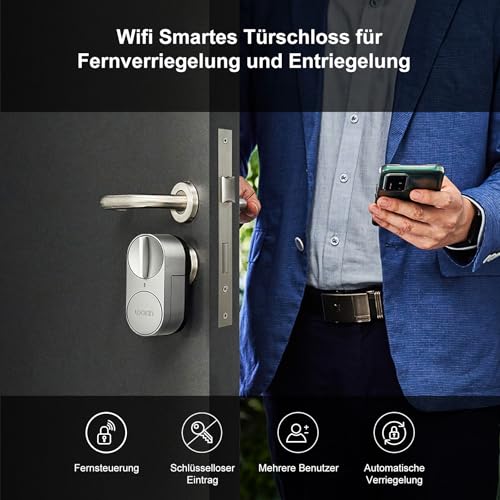 Lockin Smartes Türschloss G30, WLAN & App-Steuerung, Auto-Lock, Alexa- & Google-kompatibel, keyless Entry elektronisches türschloss, Grau – Bild 4