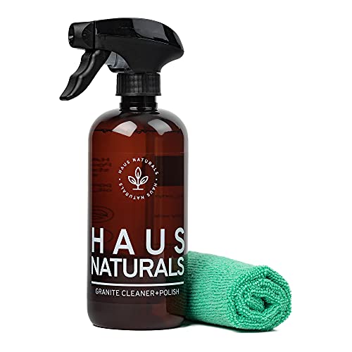 Haus Naturals Kit de limpiador y pulido de granito, formulado para trabajar en todas las superficies de piedra natural, respetuoso con el medio ambiente y a base de plantas, seguro para niños y