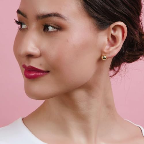 Acelay 43390-28710 18K Yellow Gold Plated 925 Sterling Silver Ball Stud Earrings thumb #2