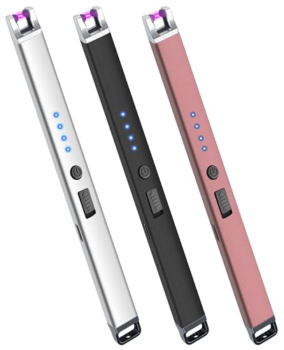 Comparison: Best Electric Lighter For Candles 8 3 Pack Electric Candle Lighter USB Rechargeable Lighters Windproof Plasma Arc Lighters Flameless Type C Long Lighter with Safety Switch for Candle BBQ Camping Birthday Fireworks