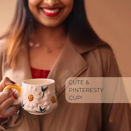 Image of Handcrafted Sunflower Ceramic Coffee Mug 300ml | Floral Printed Tea Cup | Microwave & Dishwasher Safe | Premium Artistic Mug for Home, Office & Gifting