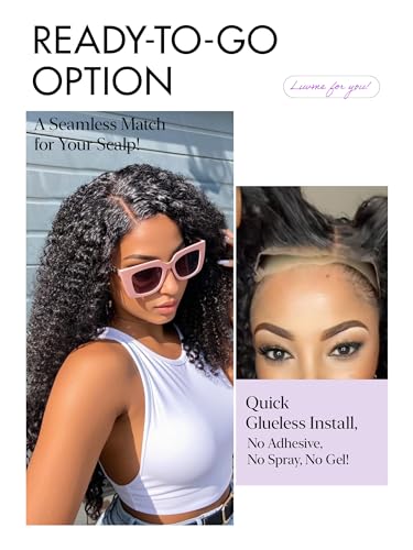 Image of LUVME HAIR Kinky Curly 5X5 Lace Front Wigs All-Day Comfort Wig Human Hair Curly Hair glueless wigs human hair pre plucked pre cut long black wig lace closure wigs frontal wigs human hair