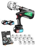UTZIKO 8-Ton Electric Hydraulic Crimping Tool - Rechargeable Battery Cable Lug Crimper with 14 Pairs American Standard Dies (8AWG-600 MCM) | Portable Hydraulic Crimper for Industrial & DIY Use