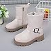 Girls Ankle Boots Waterproof High Top Thick Leather Side Zipper Boot Fashion Thick Soft Flat Outdoor Rain Shoe