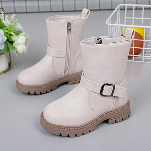 Girls Short Boots Soft Bottom Boots Leather Short Boots Winter Non Slip Breathable Buckle Strap Nude Shoes 3 to 12 Years2