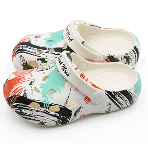 TIMETERNY Kid's Classic Clogs Sandals, Toddlers Boys Girls Lightweight Garden Shoes Slip On Water Slippers Slides for Beach Pool Shower White/6 Toddler