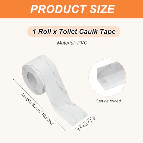 Image of PATIKIL Caulk Tape Waterproof Self Adhesive, PVC Toilet Caulking Sealant Strip Bathtub Caulk Sealing Strip Tape for Bathroom Kitchen Countertop, Marble Pattern (1.5 Inch x 10.5 Ft)