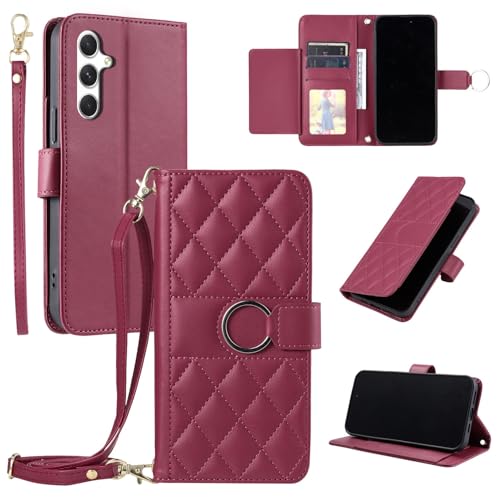 Coque Samsung Galaxy A34 5G rouge anti-chute avec rabat aimanté