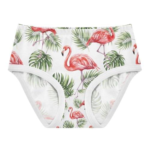 Toddler Girl Panties, Flamingos Tropical Palm Leaves Girls Cotton Underwear, 2–8 Years