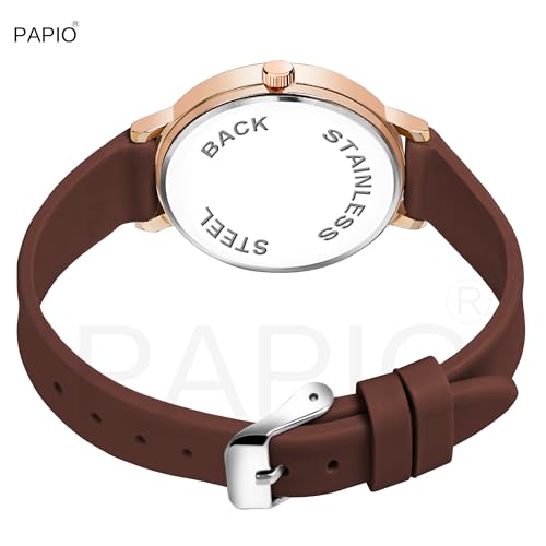 Image of PAPIO Silicone Strap Elegant Women's Analog Wrist Watch for Ladies and Girls | Stylish & Trendy | Premium Strap | Perfect for Casual, Party & Formal Wear