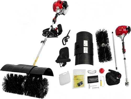 Image of 52cc 2.3hp Handheld Lawns Sweeper, 2-Stroke 1700w, Us Stock | Air Cooled Fuel Engine Gas Power Sweeper Broom, Turf Brush for Artificial Grass, Gravel, Yard, Road, Heavy Duty Leaf Sweeper
