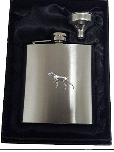 Flasque anti-fuite Chien Pointeur 177ml en inox, fini les bouchons perdus en forêt
