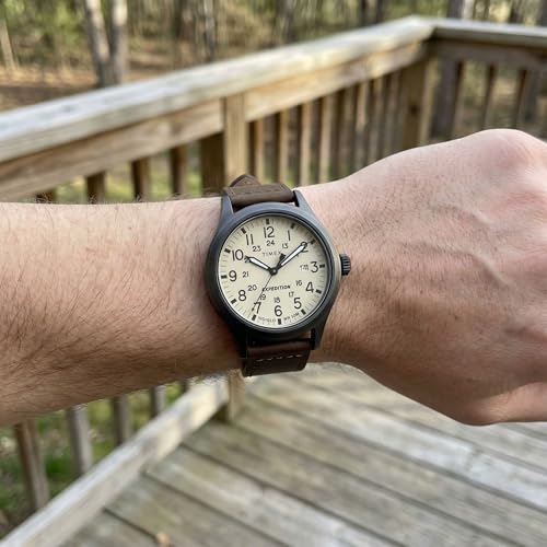 Timex T49963 Expedition Scout Metal Cream Dial Brown Strap T49963