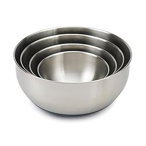 Joseph Joseph Nest 100 Prep & Store Mixing Bowl Set with Lids, 4-piece, Stainless Steel