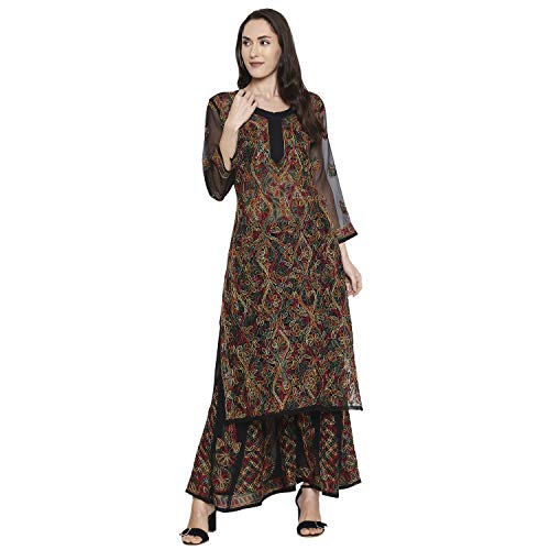 Image of Indiankala4U Lucknow Chikankari Hand Embroidered Kurta and Palazzo sets for Women Georgette