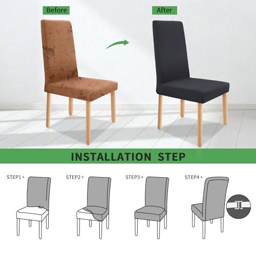 Zindoo Dining Chair Covers Set of 4, Stretch Modern Chair Slipcovers for Dining Room Banquet Kitchen Wedding Party - Image 3