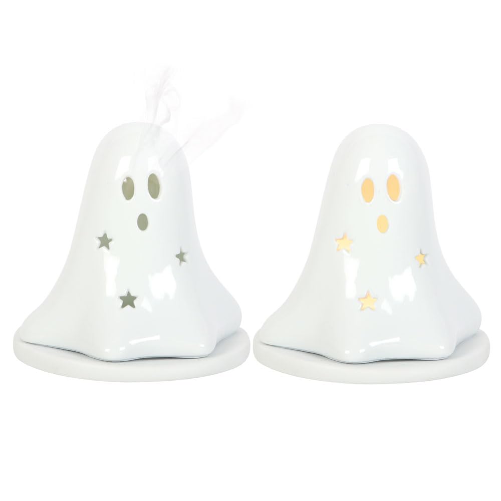 Something Different Wholesale Hey Boo Ghost Ceramic Tea Light Holder - Spooky Halloween Candle Holder for Hauntingly Beautiful Ambiance - Perfect Halloween Decor