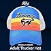 Ford Bronco Embroidered Logo Washed Cotton Adjustable Trucker Hat with Curved Brim, Royal Blue, One Size