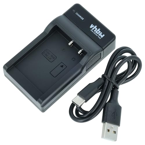 vhbw Cargador USB C Compatible con Nikon Coolpix P1, S50c, P2, S51c, S51, S2, S1, S5, S3 cámara videocámara/batería + Cable USB C + LED
