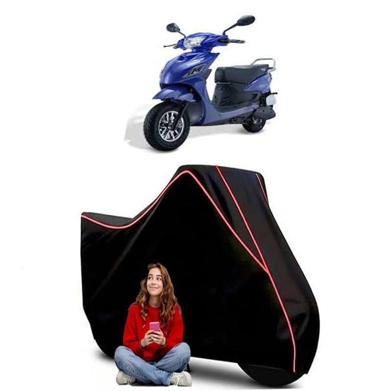 Image of ETrance Neo Standard Scooty Bike Cover Water Resistant Outdoor Use Universal Fit Scooters Motorcycles Heavy Duty UV Protection Dust Rain Scratch Resistant Elastic Bottom Black Blue Piping