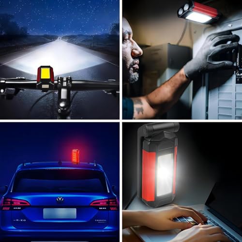 2 Stück Arbeitsleuchte LED Akku,Werkstattlampe,Taschenlampe mit Magnet,5 Beleuchtungsmodi,360° Drehbar Magnetlampe,IPX6 Wasserdicht,für Auto KFZ Camping Werkstatt Notfall