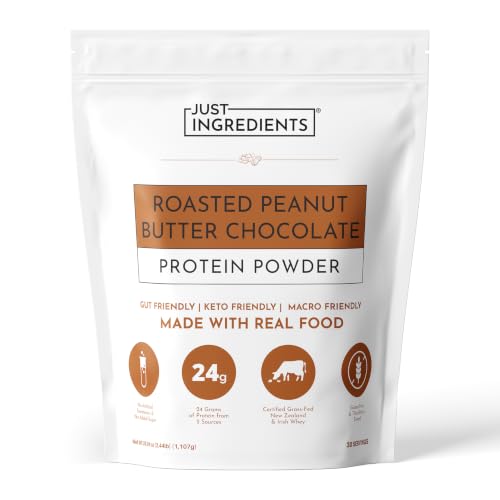 Image of Roasted Peanut Butter Chocolate Protein Powder - 30 -Serving Blend with 100% Grass-Fed Whey & Organic Plant Proteins - Rich Cocoa & Roasted Peanut Flavor - Supports Muscle Recovery & Energy*