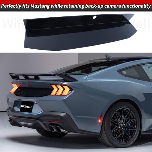 Image of WildWell Trunk Decklid Panel Trim for 2024 2025 Ford Mustang Rear Decklid, Trunk Center Decorating Panel Mustang Accessories Glossy Black