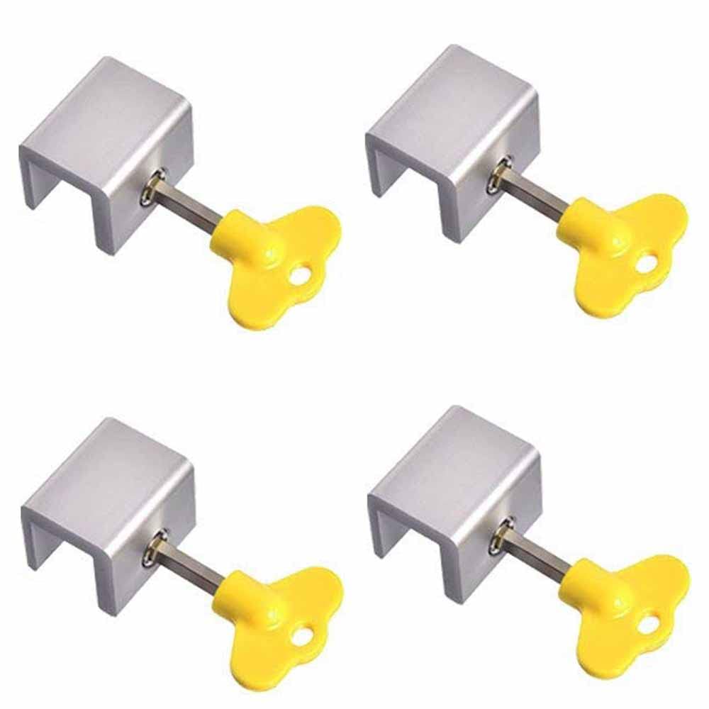 SOWUGI Adjustable Sliding Window Locks - Aluminum Alloy Window Locks Security Child Safety Locks Door Frame Security Lock with Keys 4 Pieces